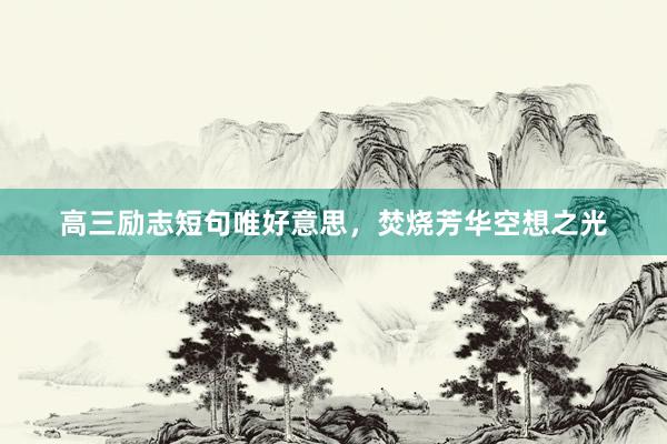 高三励志短句唯好意思，焚烧芳华空想之光